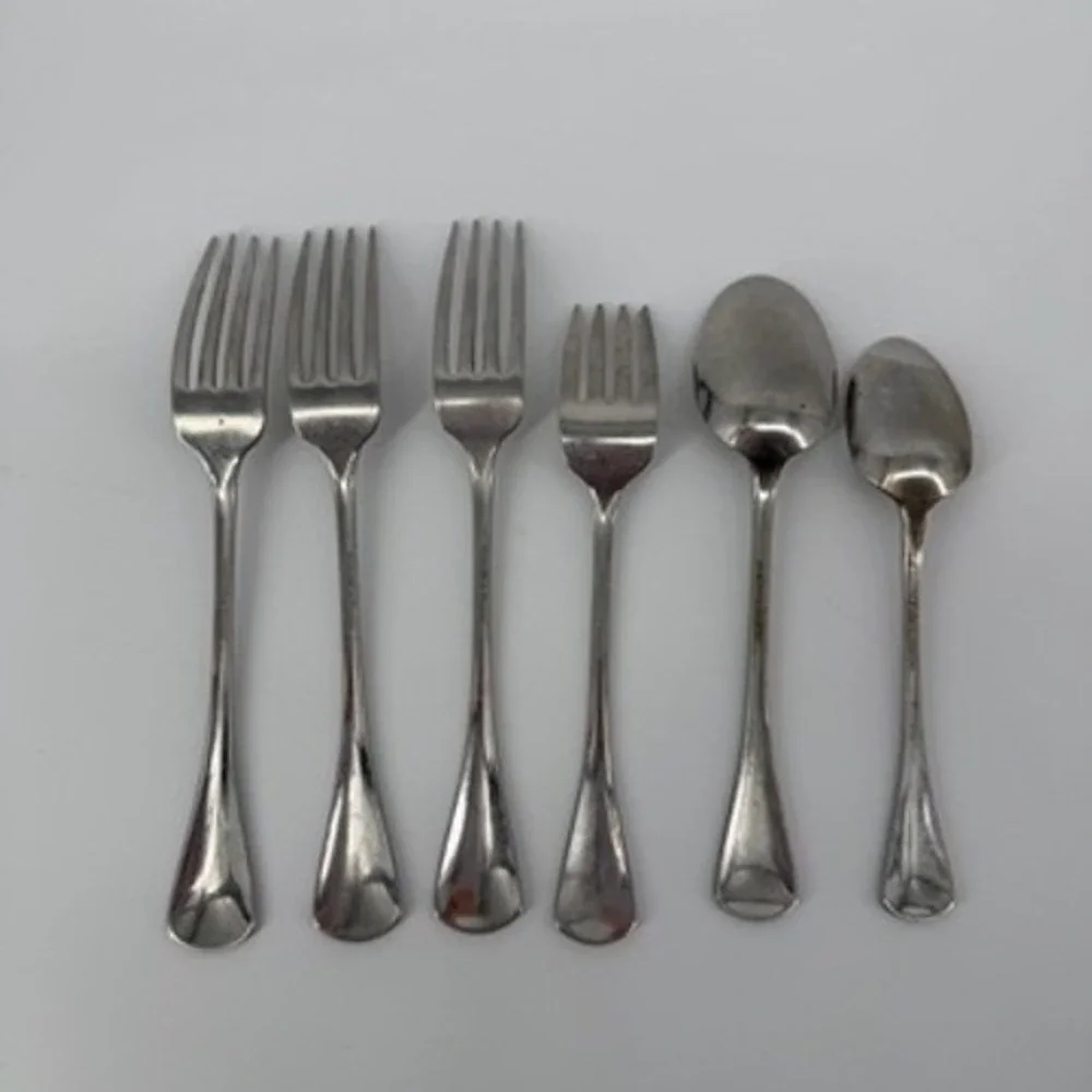 Oneida Round Tip Cabana‎ Stainless Flatware 6pc Lot Forks Spoons Replacement Set